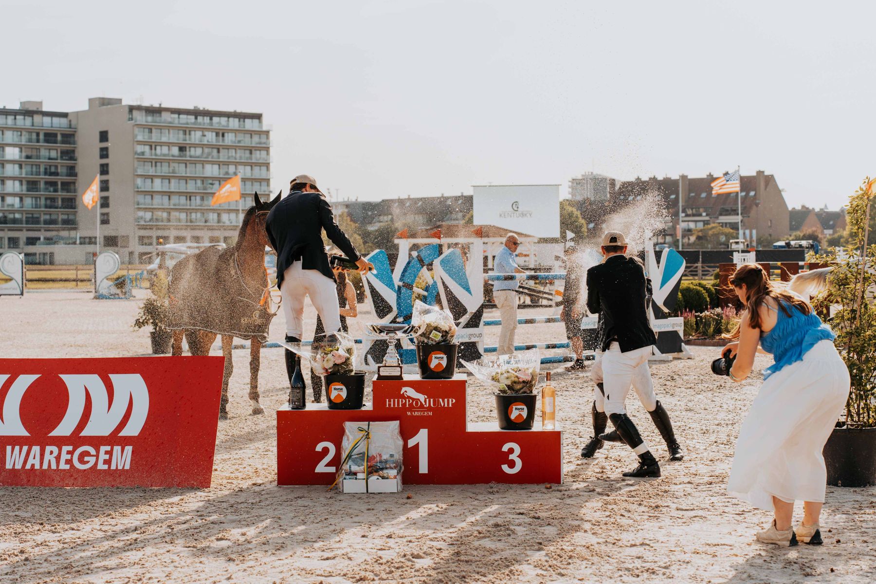 Podium bij een jumpingwedstrijd